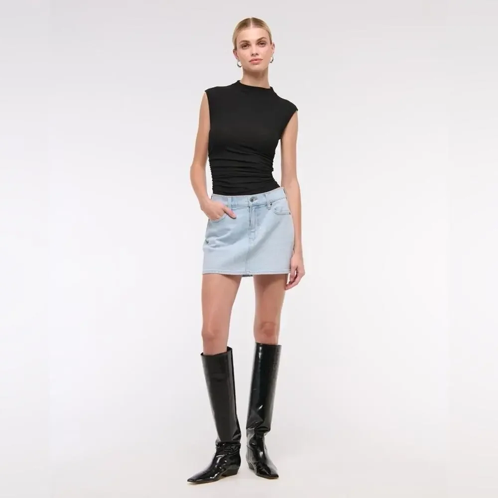 Abercrombie Light Blue Denim High Rise Mini Skirt Size 31